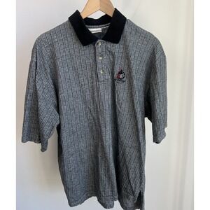 Vintage DISNEY GOLF Men's Polo Striped Shirt Size XL Mickey Mouse DISNEYLAND Y2K